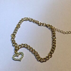 Vintage Gold Bracelet or anklet with Heart Charm